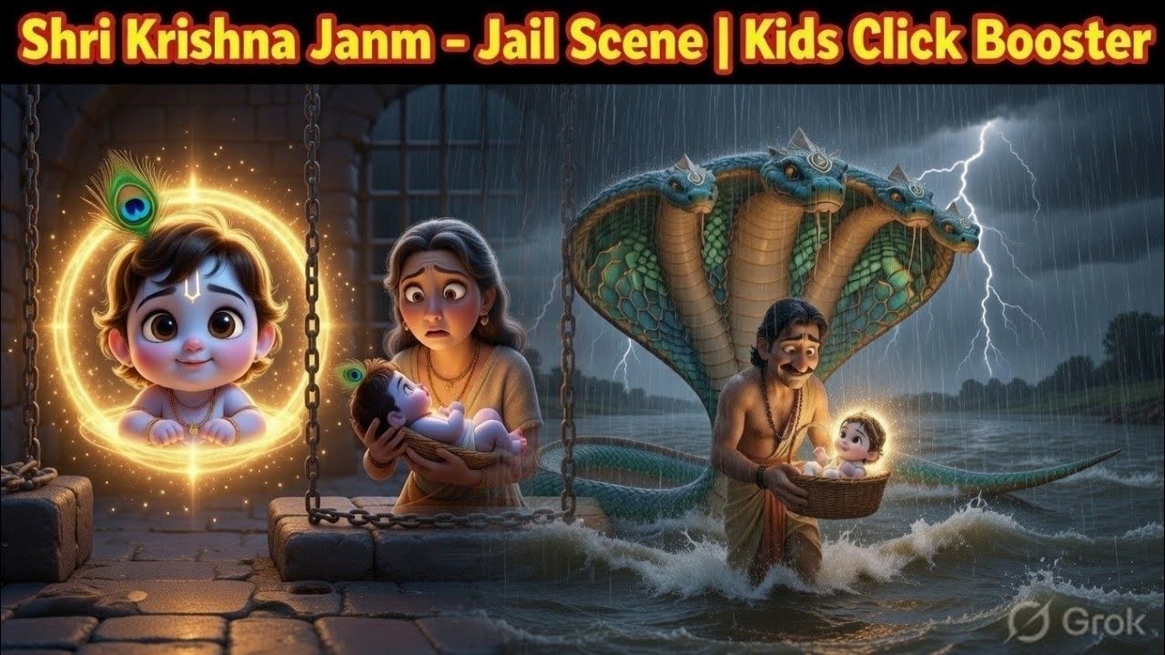 जब जेल में जन्मे नन्हे कृष्ण 😲🌟 | Krishna Birth Story | Kids Moral Story