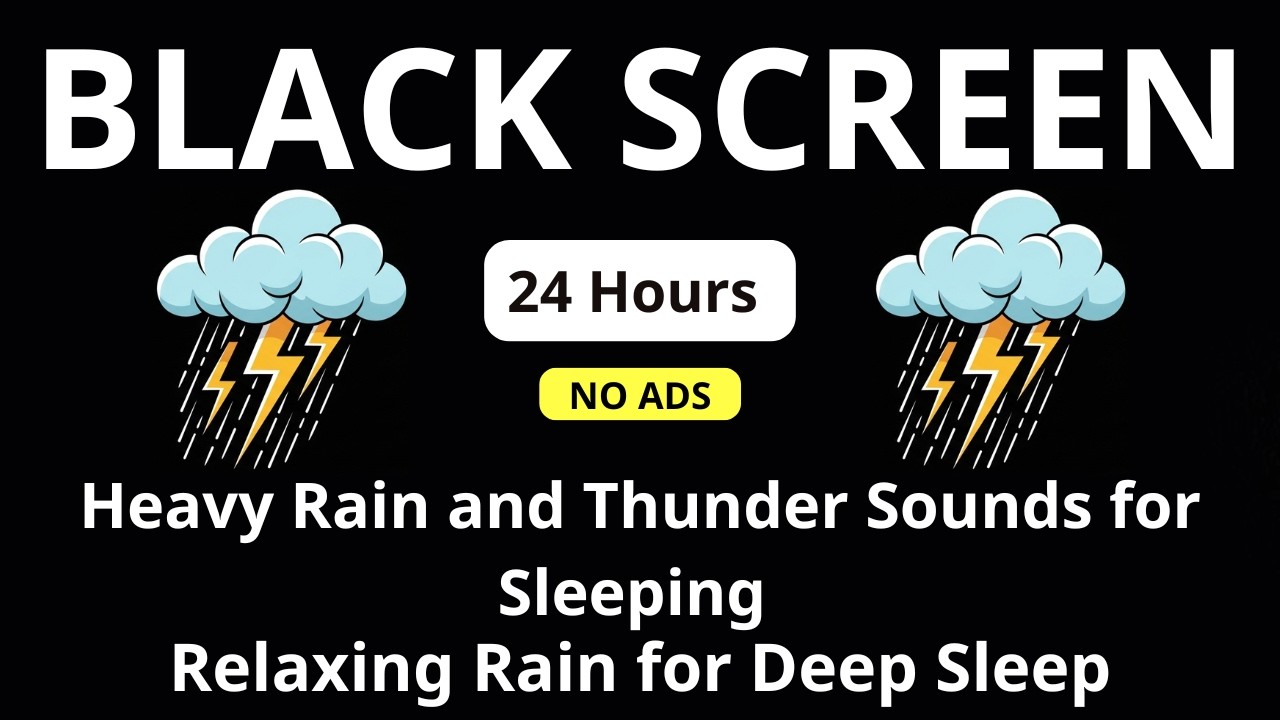 🔴 Heavy Rain and Thunder Sounds for Sleeping – Black Screen | Relaxing Rain for Deep Sleep