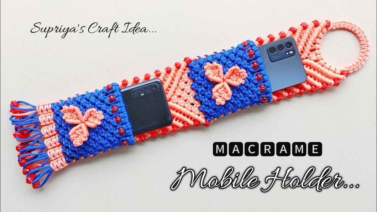 Macrame Double Pouch Mobile Holder | Easy Macrame Mobile Hanger for Beginners | Mobile Holder