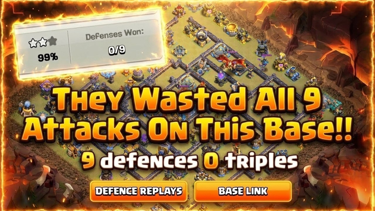 This TH18 War Base Went UNDEFEATED... 9 Defence Wins in One War 🔥💀 (Replays + Link)