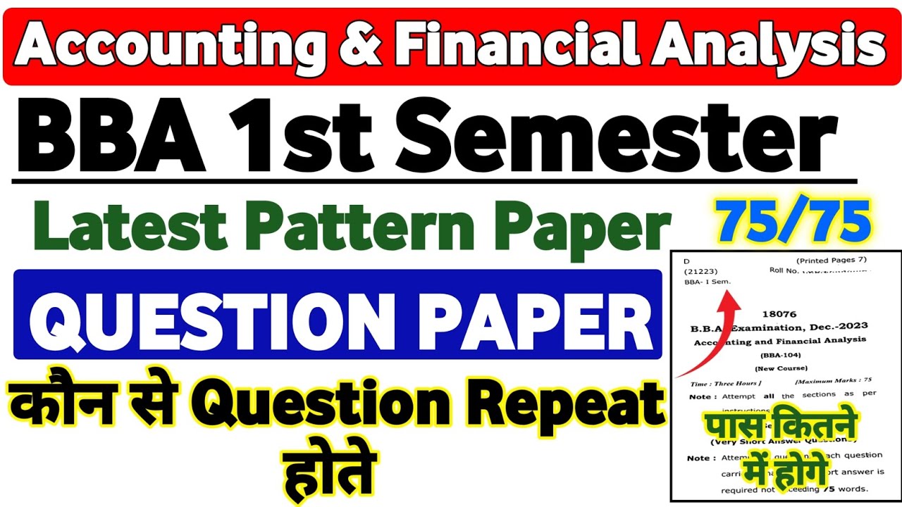 BBA Question paper 2024 | BBA 1st Sem | Accounting And Financial Analysis
