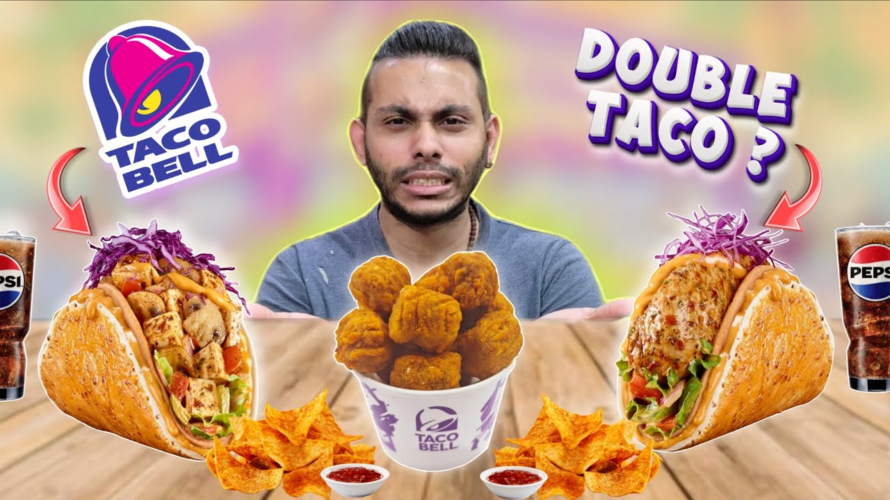 Taco Bell Double Stacker Taco! 🌮 ( Paneer Mushroom, Chicken and Chicken Kicks )