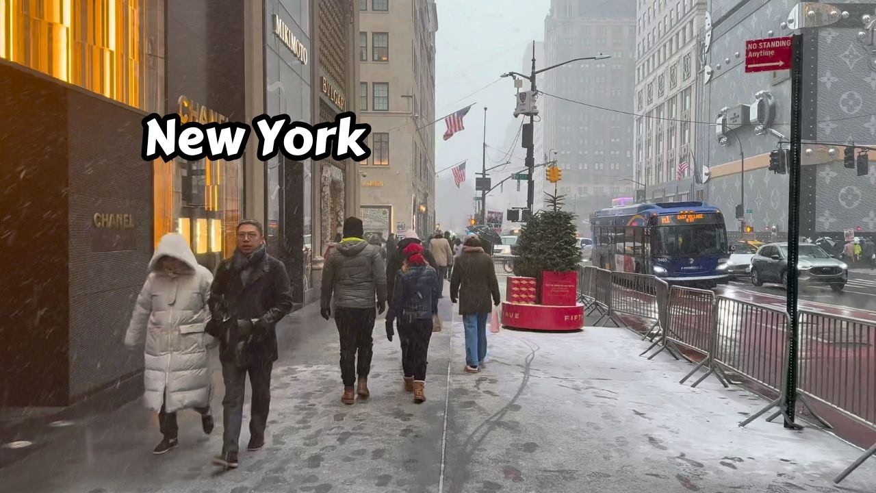 New York Snow Walk 4k Manhattan Virtual Tour