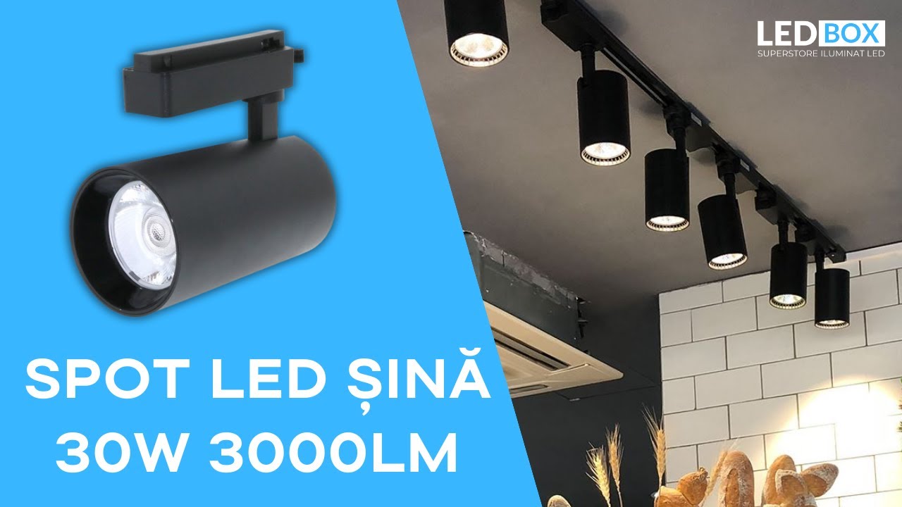 Spot șina LED tracklights , proiector iluminat comercial pentru sină monofazată HQ 30W 3000 lumeni