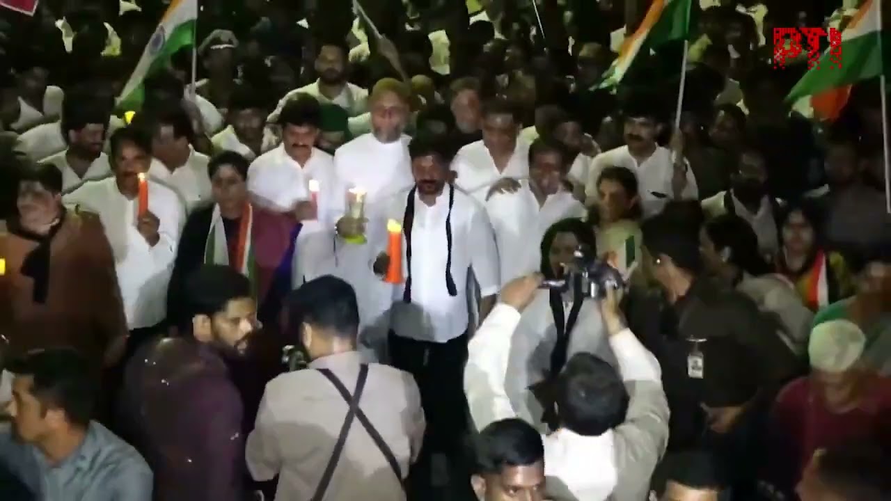 Telangana CM Revanth Reddy hold candle light rally against Pahalgam terror attack.