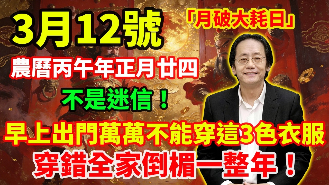 不是迷信！3月12號，農歷正月廿四，「月破大耗日」，早上出門萬萬不能穿這3色衣服，一旦穿錯，霉運纏身，否則全家倒楣一整年！#佛學#佛溪#佛陀#佛法#佛教#修行