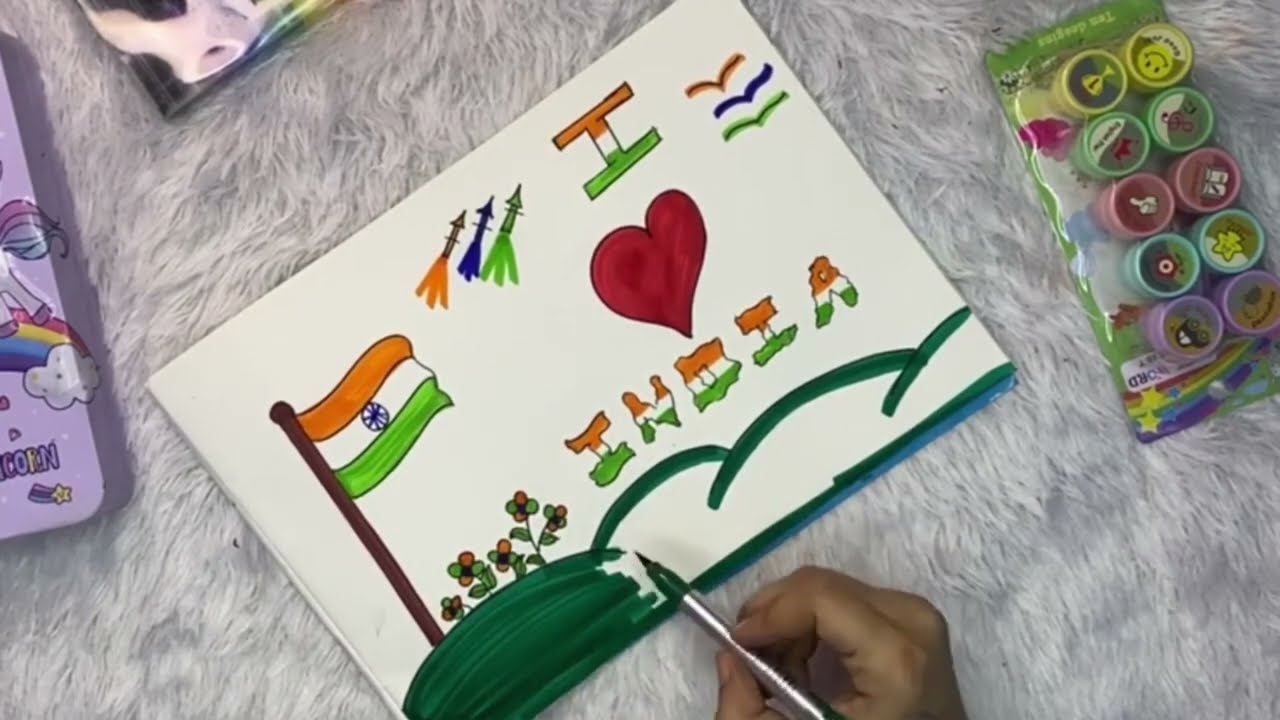 Happy independence drawing 🇮🇳✏️ / 15 august drawing/ Happy republic day drawing 🇮🇳✏️