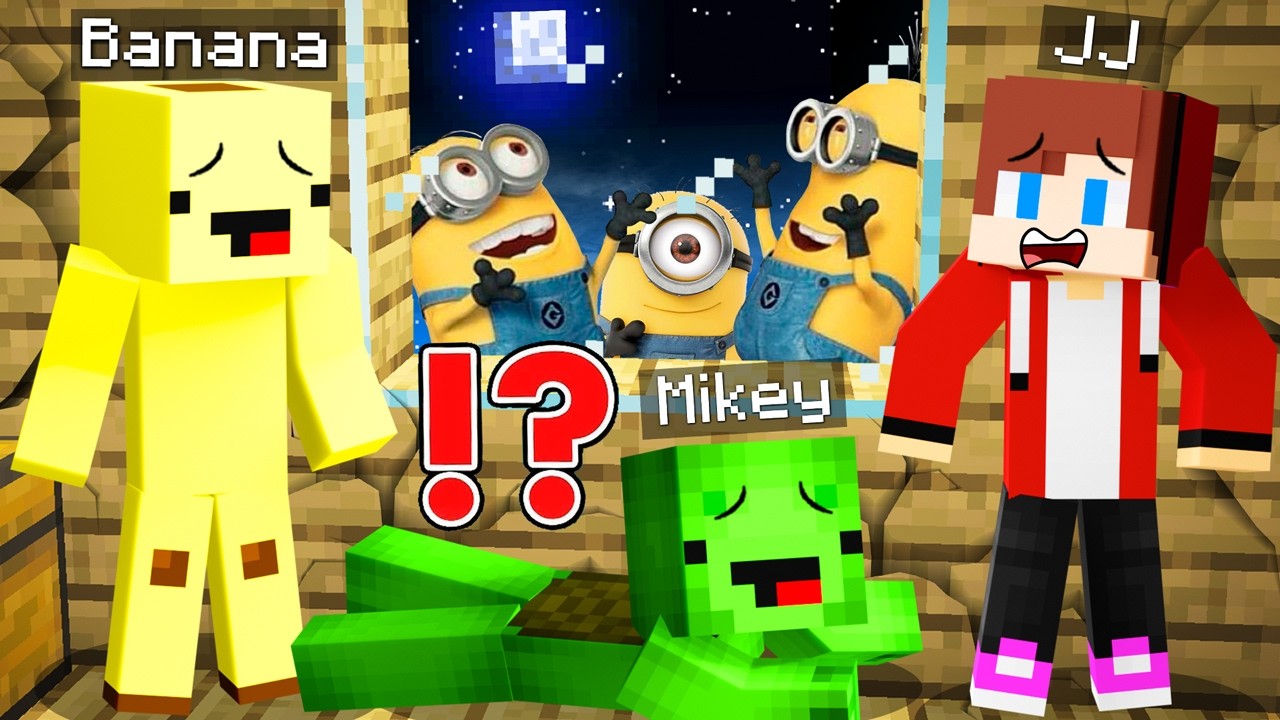 JJ and Mikey found Scary MINIONS At Night in Minecraft Maizen! Security House Challenge