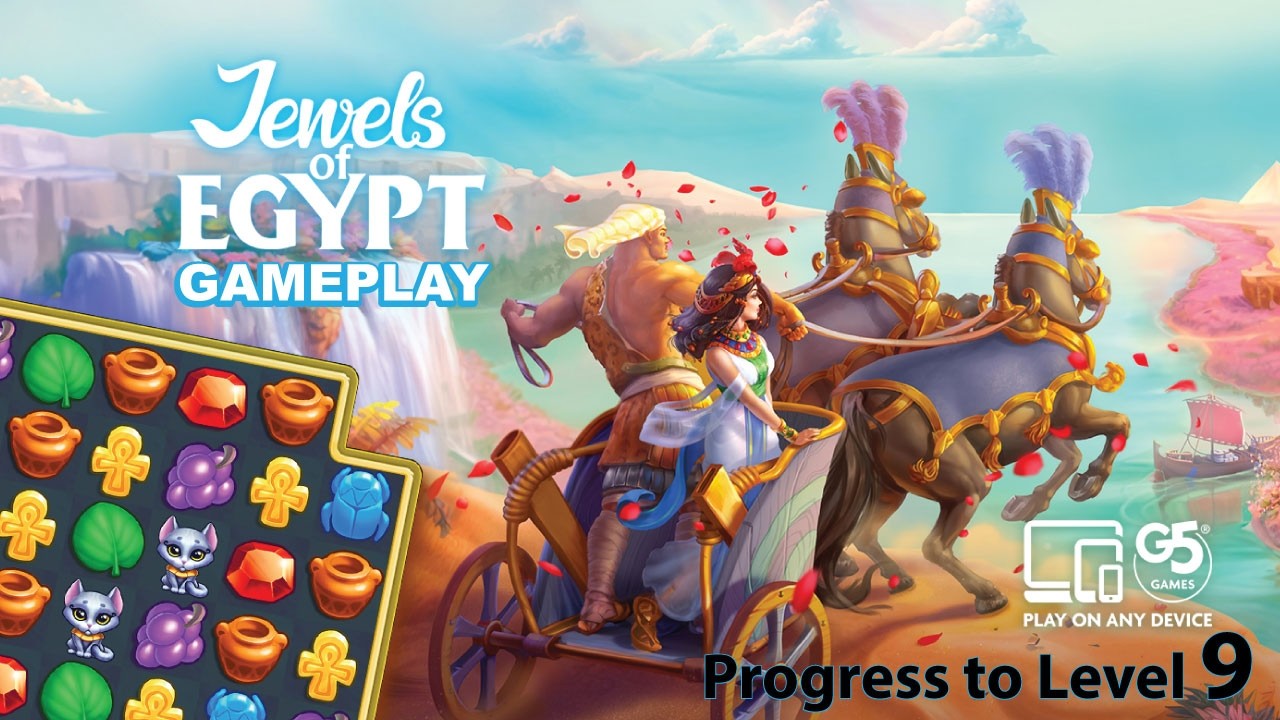 Jewels of Egypt Gameplay | Level 8 to Level 9 Upgrade | Match-3 Puzzle Progress | G5 Game