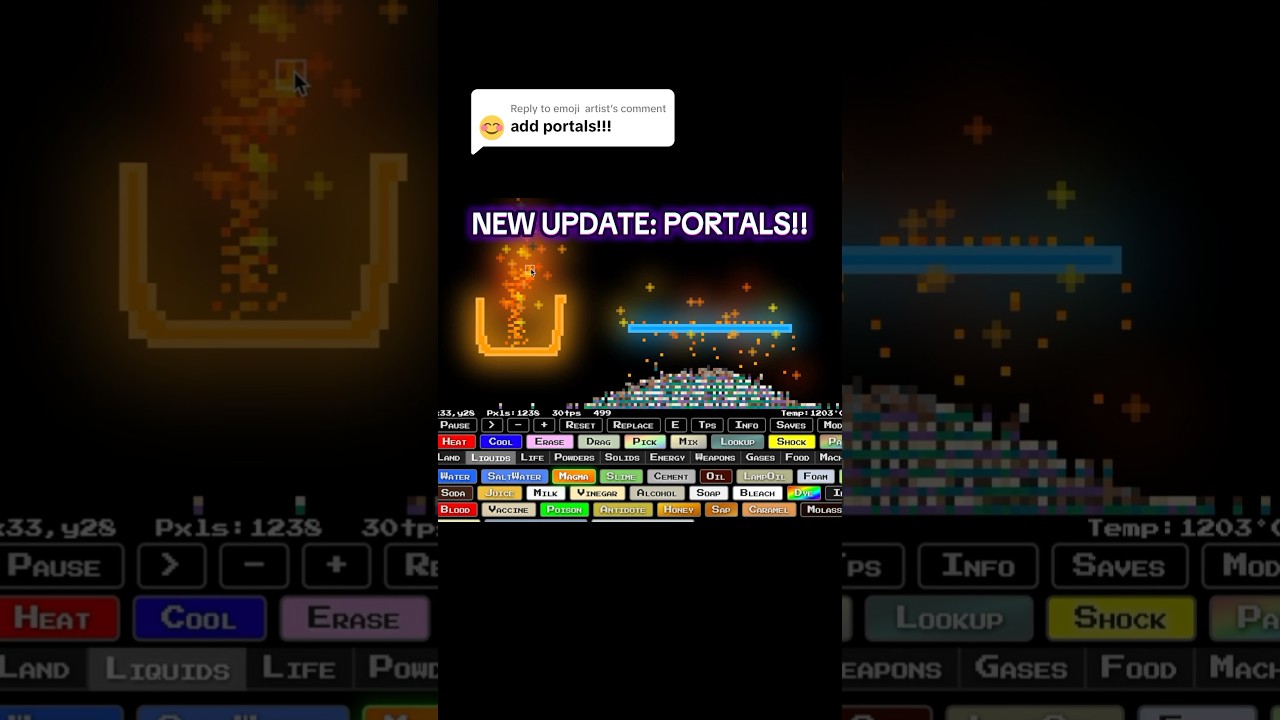 🥺 pls add Portals to the game #sandboxels #website