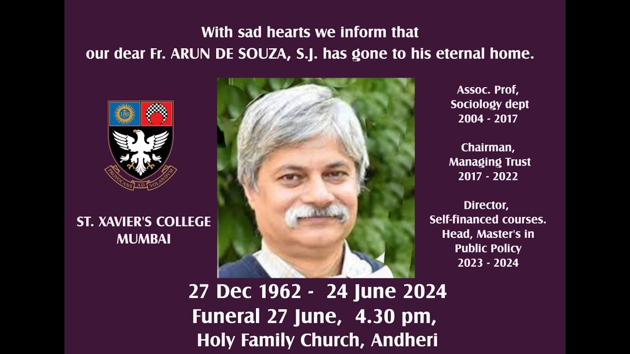 Fr. Arun de Souza S.J. Funeral Mass