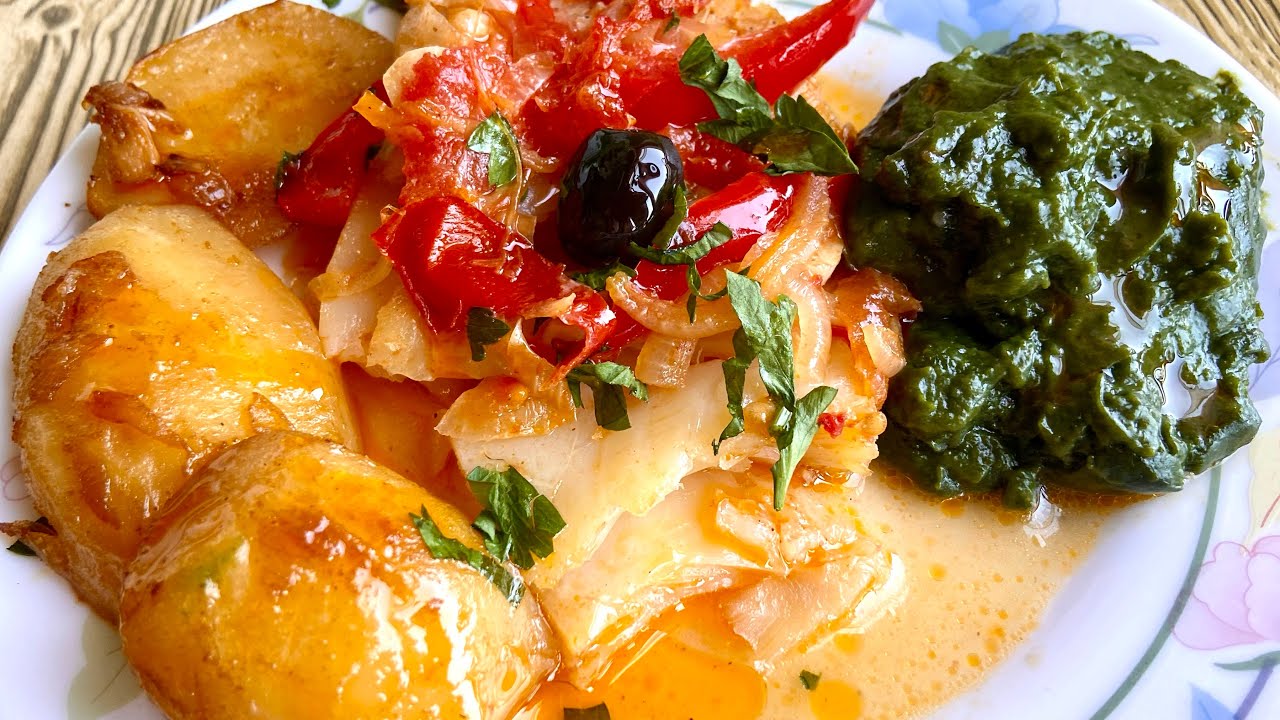 Bacalhau assado com batatas e esparregado… uma DELÍCIA 😋