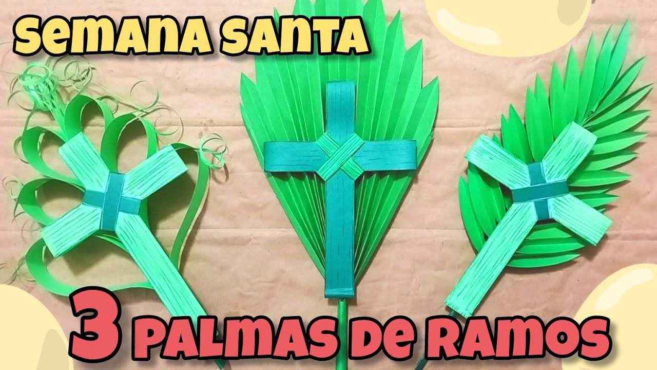 3 PALMAS DE RAMOS con Hojas de Papel - Fácil