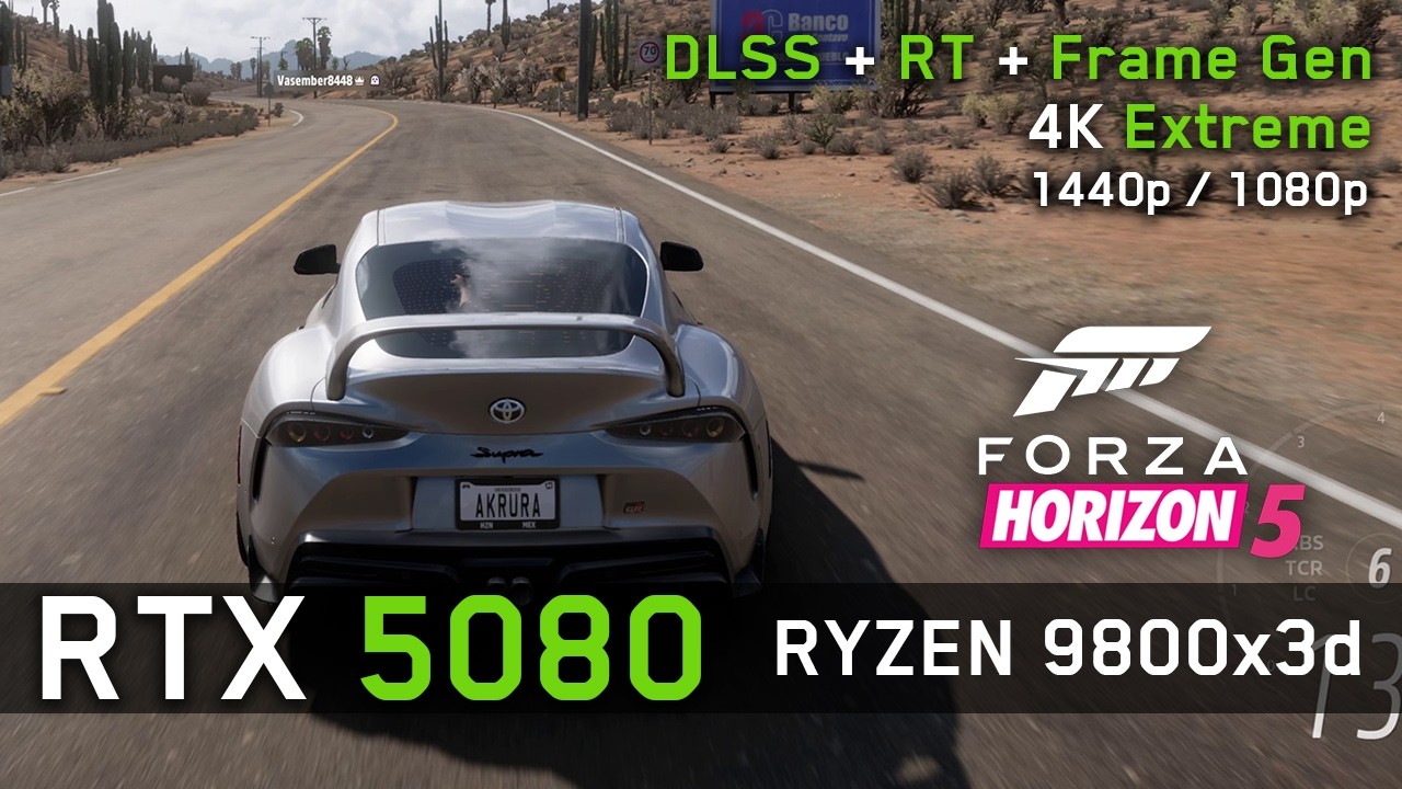 RTX 5080 in Forza Horizon 5: Extreme Settings at 4K / 1440p / 1080p