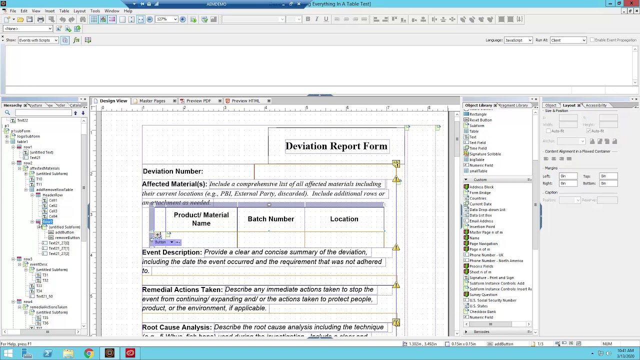 AEM Designer Tutorial 7: Dynamic Tables