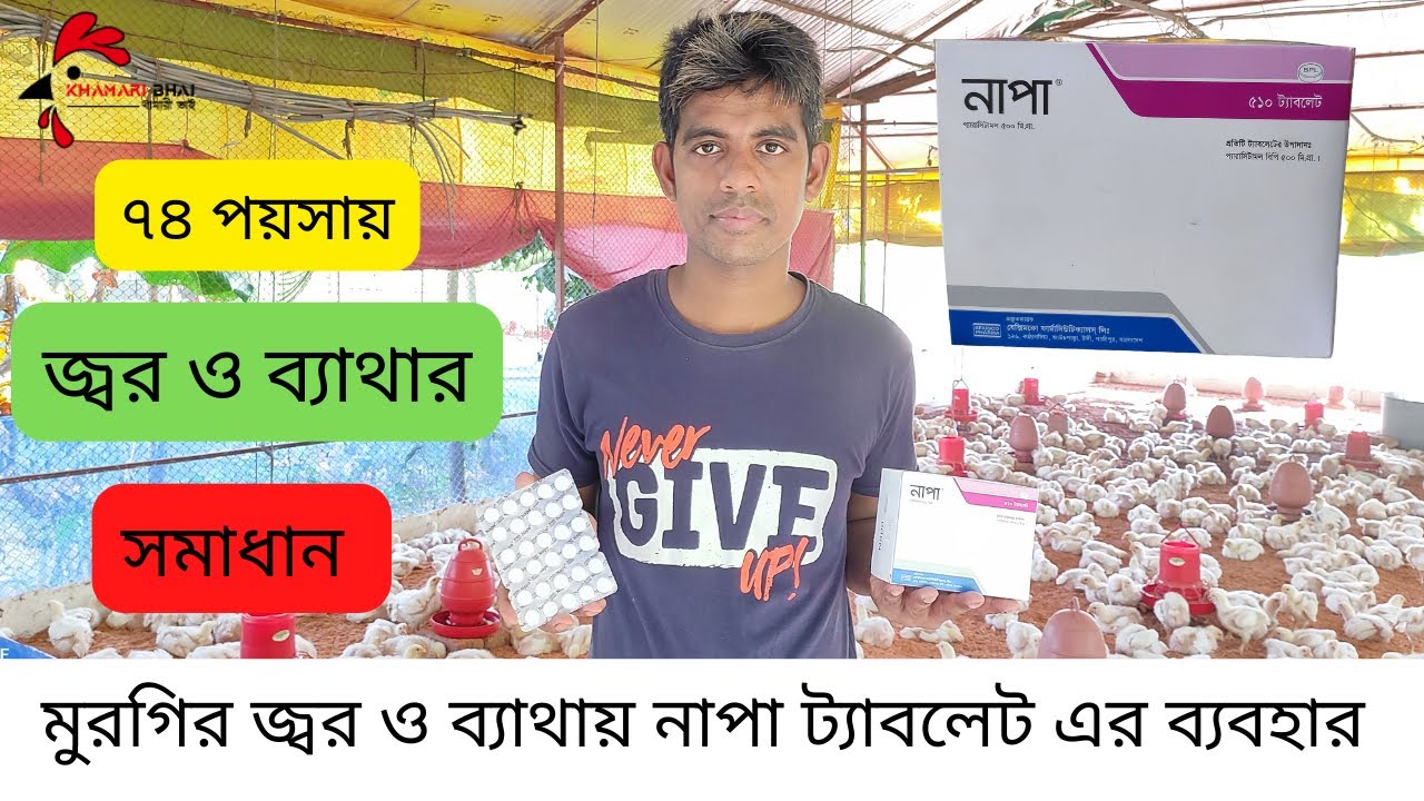 মুরগির জ্বর ও ব্যাথায় নাপা ট্যাবলেট এর ব্যবহার