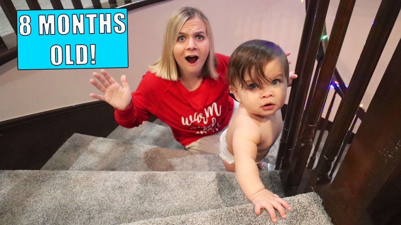 8 Month BABY Old Going Up The Stairs!