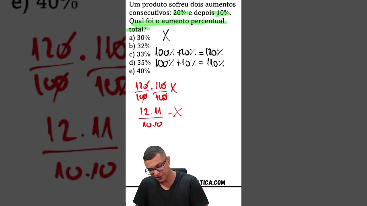 Quest&atilde;o cl&aacute;ssica de porcentagem !