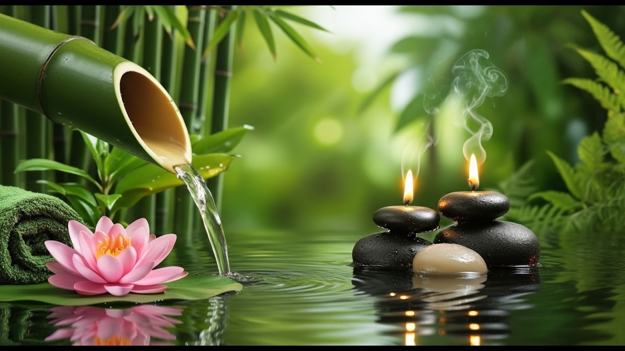 Relaxing Sleep Music with Bamboo Water Sound🌿Deep Sleep Music, Meditation, Calm Anxiety, Spa BGM