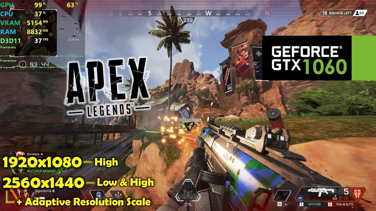 GTX 1060 + Ryzen 5 1600 | APEX LEGENDS - 1080p & 1440p