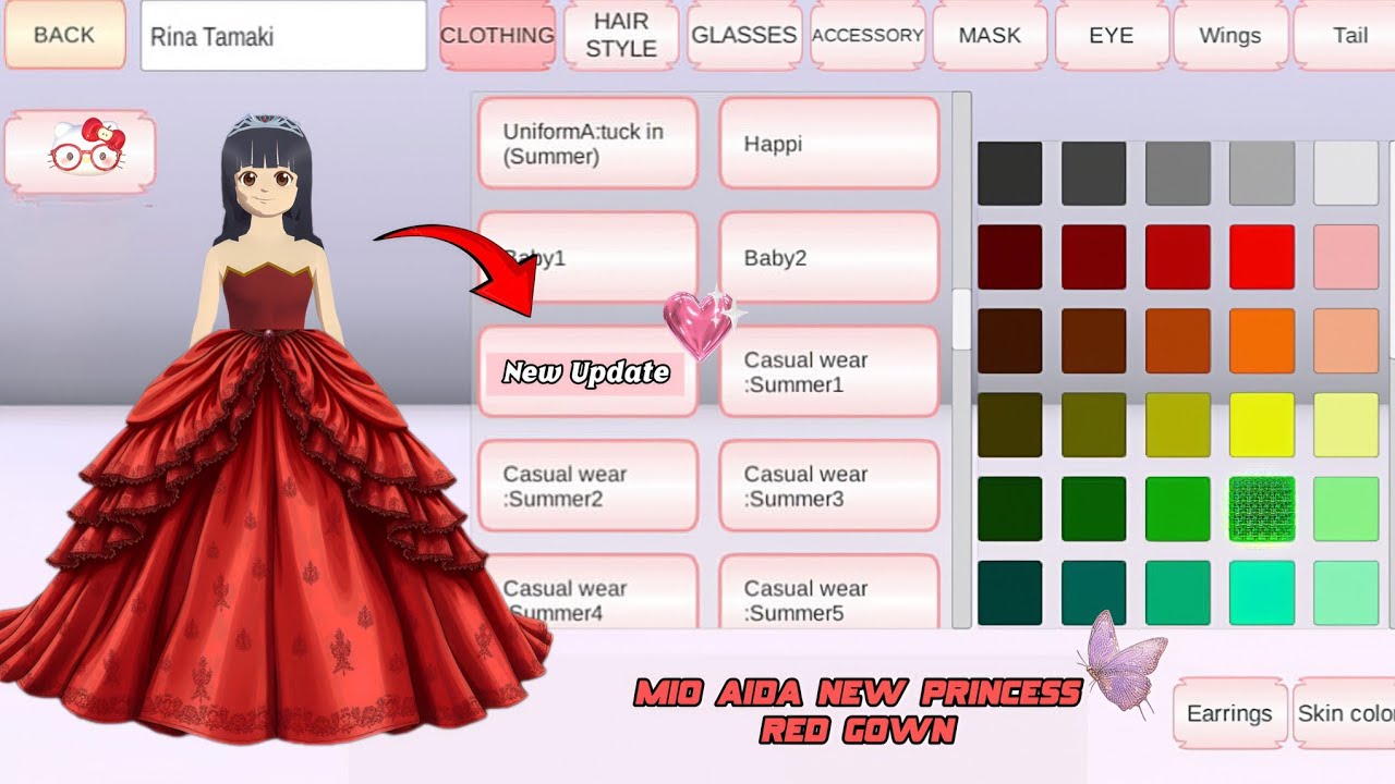 Mio Aida New Princess Ball Gown 🤩 Sakura School Simulator | Easy Tutorial | Princess Ball Gown 