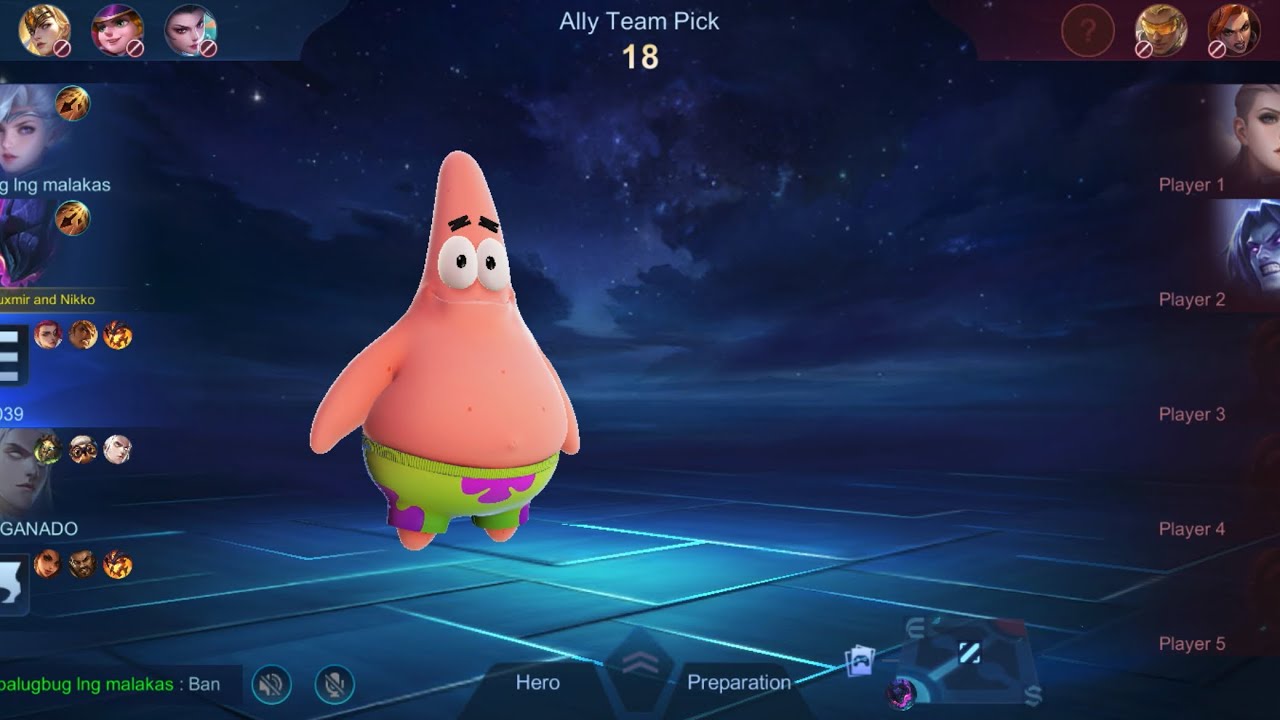 PATRICK OF SPONGEBOB SQUAREPANTS HAD STRONG ENEMIES IN THIS BATTLE | MOBILE LEGENDS | MLBB | ML 