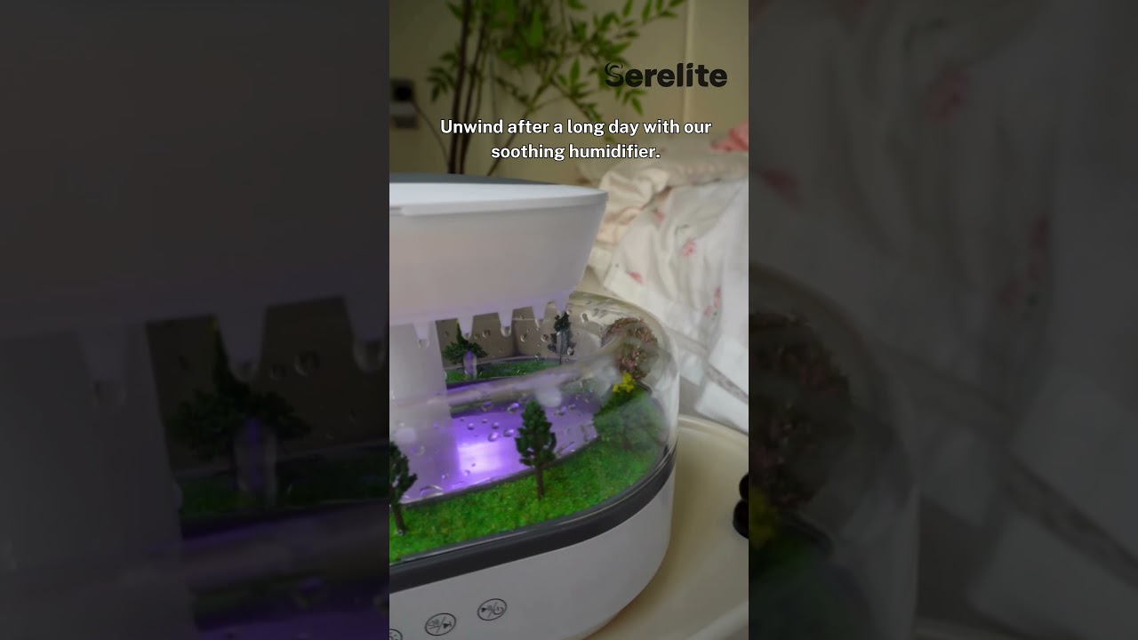 Unwind after a long day with our soothing humidifier.​ #serelite #Humidifier #rain  #sleep #shorts