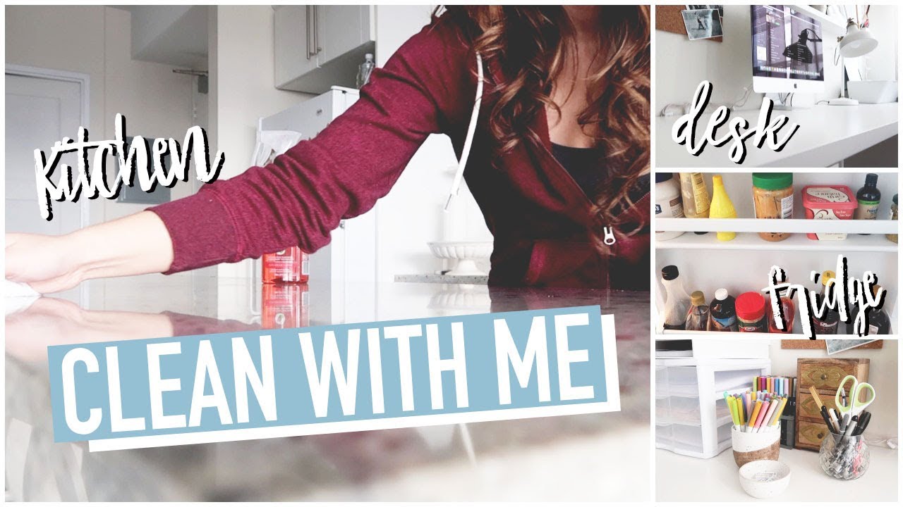 CLEAN WITH ME 2018 // My Apartment Cleaning Routine ~ Desk + Kitchen