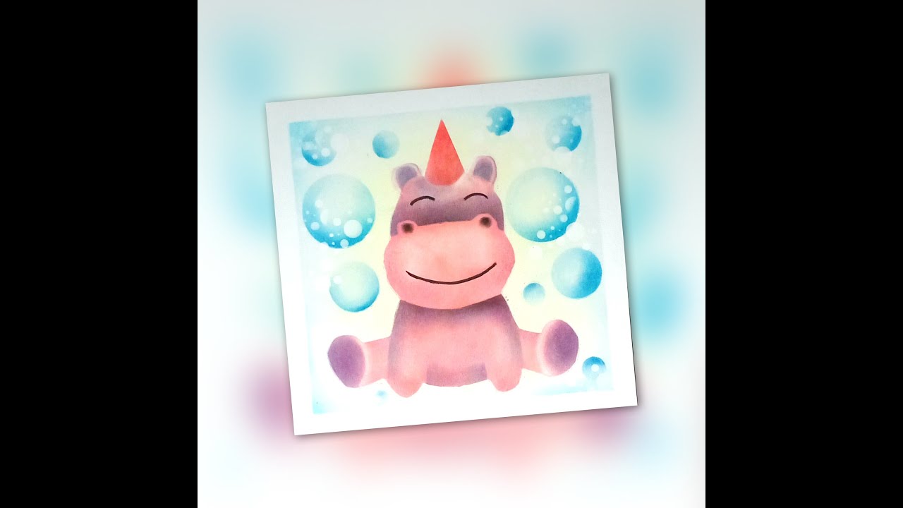 Birthday Hippo ｜Pastel Nagomi Art #和谐粉彩 #和谐粉彩教学 #nagomiart #パステル和アート #パステル画 #easydrawing