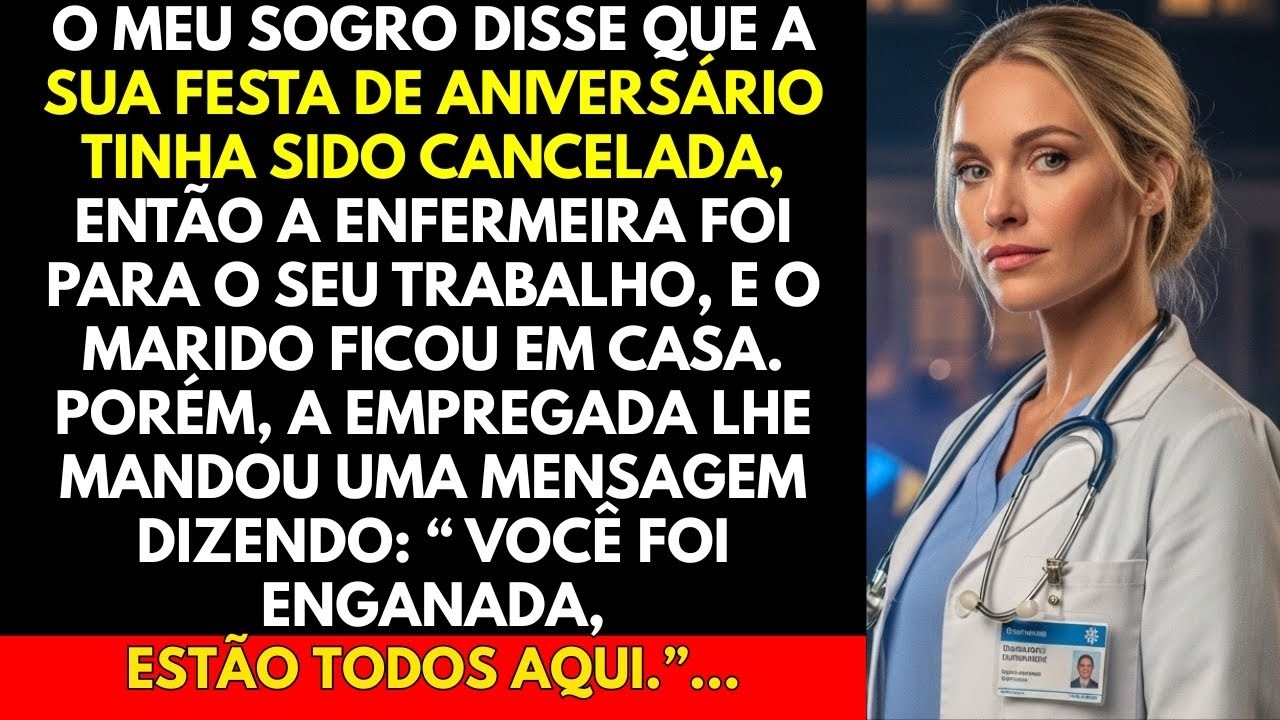 O meu sogro disse que a sua festa de aniversário tinha sido cancelada, então a enfermeira foi