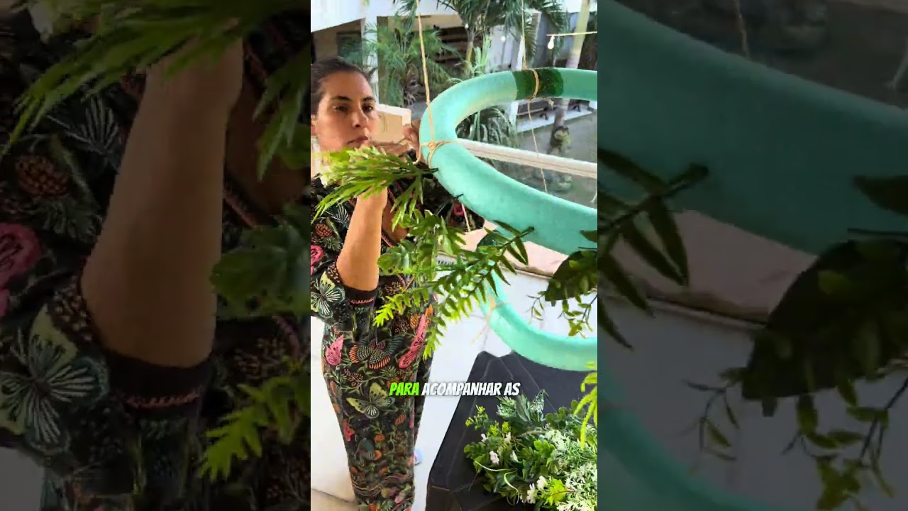 Criando ARRANJO AÉREO para CENTRO DE MESA com BAMBOLÊ, MACARRÃO DE PISCINA e FLORE PERMANENTES.