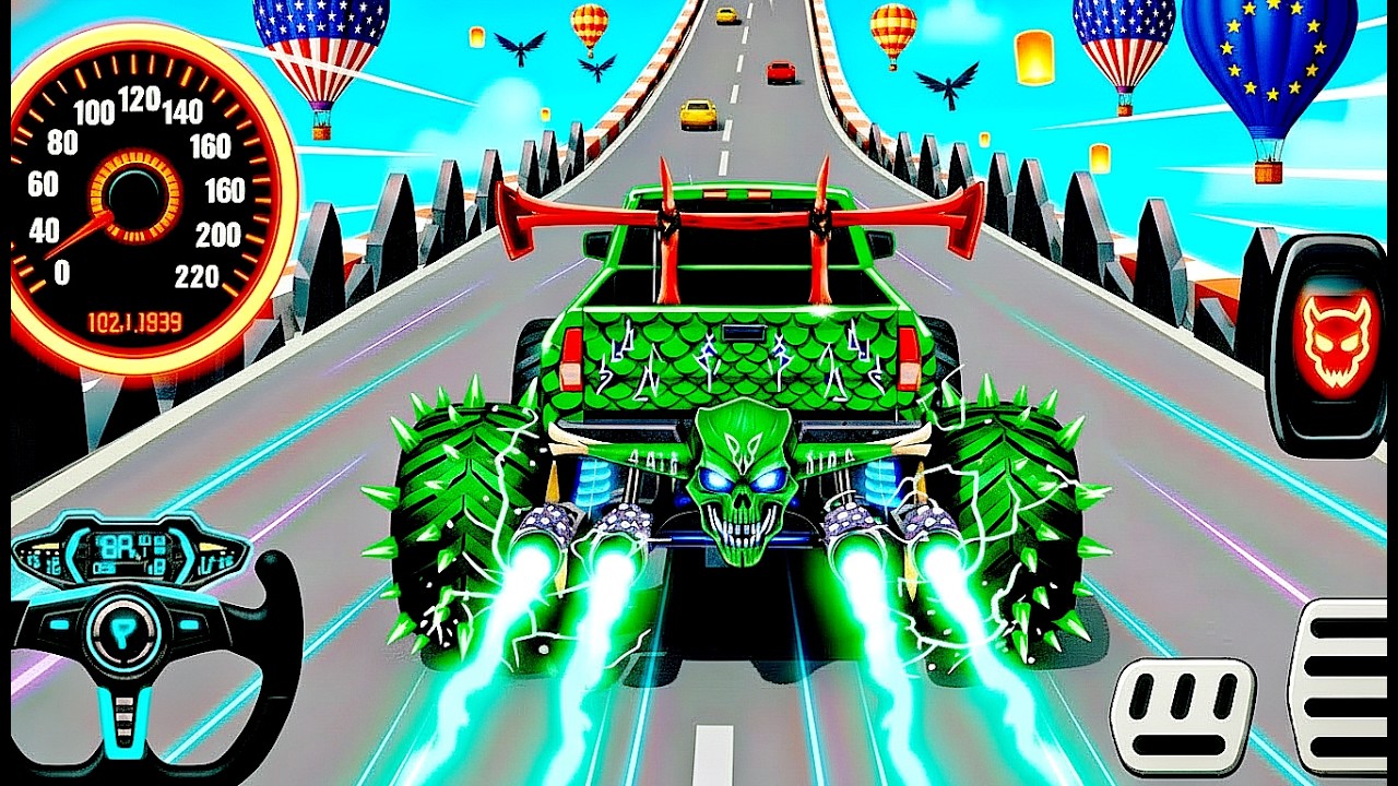 Mega Ramp Monster Car Racing 3D - Extreme Car Stunts -Android Gamepla #MegaRamp #3DGames #CarRacing