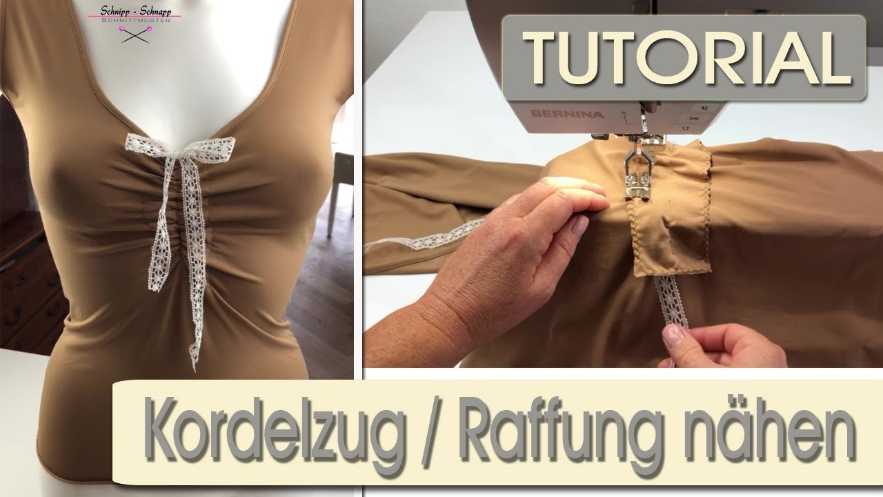 Aufgesetzter Tunnelzug/Kordelzug/Raffung n&auml;hen