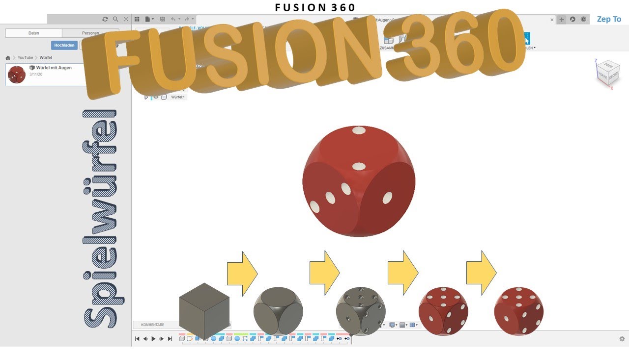 Fusion 360 TUTORIAL Deutsch - Spielwürfel - Zep To