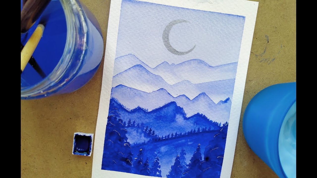 Tek Renk İle Sulu Boya Çalışması l Monochoromatic WaterColor