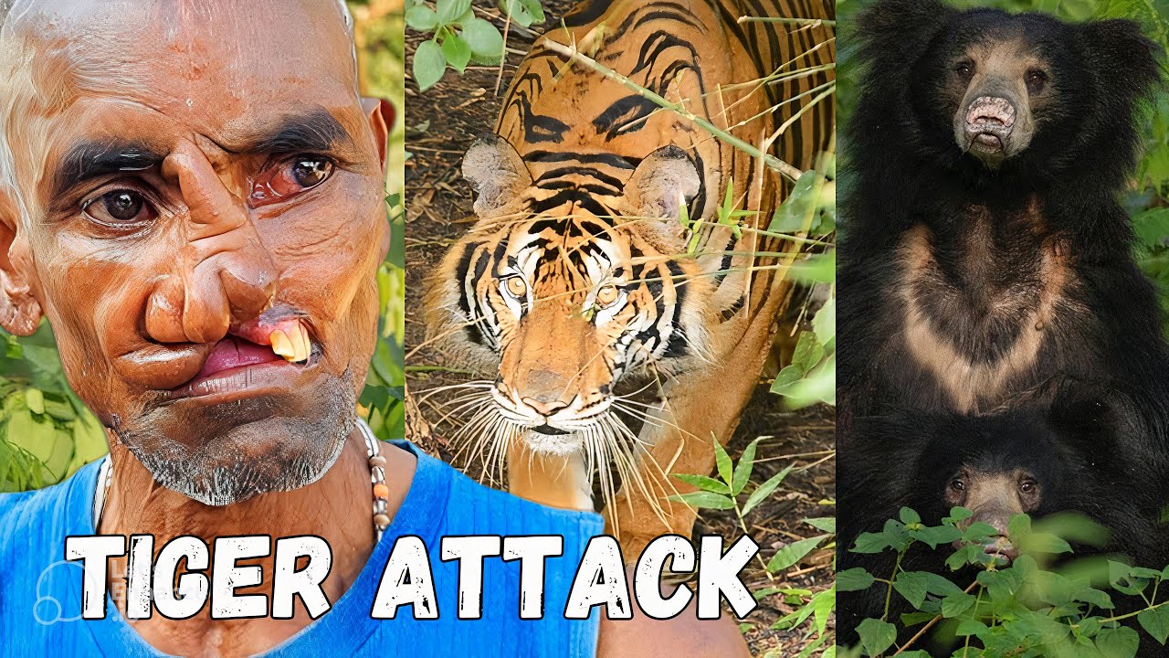 Bandhavgarh tiger attack this man | Sloth bear ripped his face | Survived 2 times