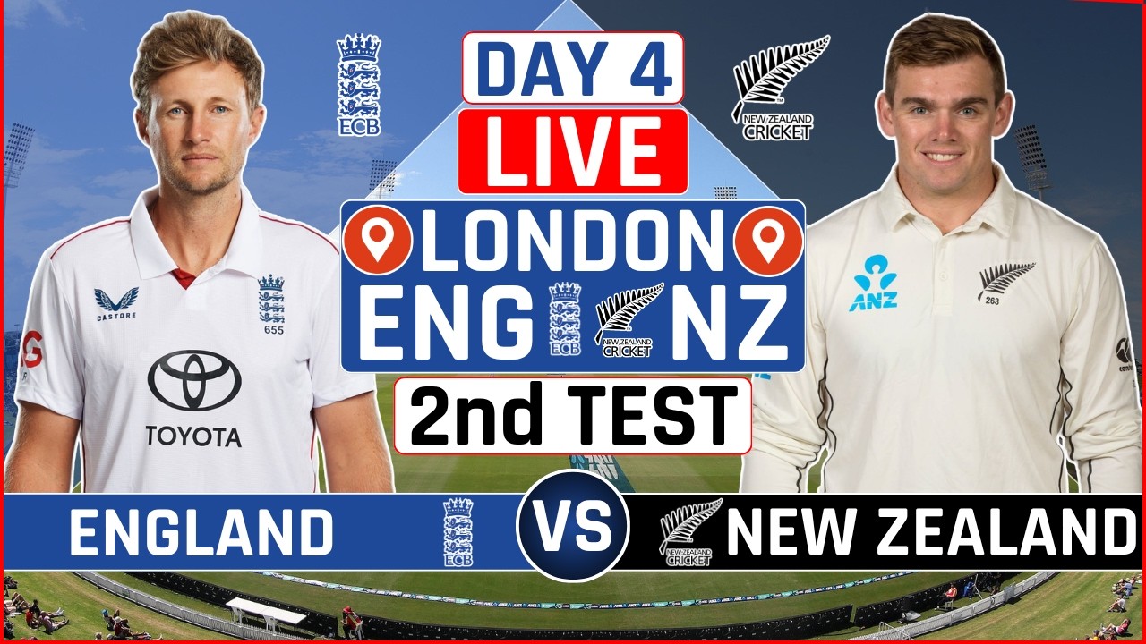 England vs New Zealand 2nd Test Live Score | ENG vs NZ 2nd Test Day 4 Live Audio Commentary
