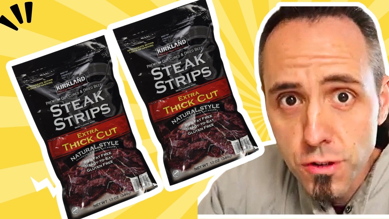 BEEF JERKY SNACK | Kirkland Signature Steak Strips Beef Jerky Taste Test & Review