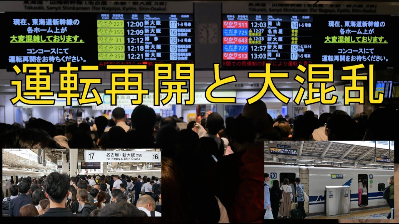 【東海道新幹線】金曜の大雨運休宣言～土曜正午の運転再開【身動き不可】