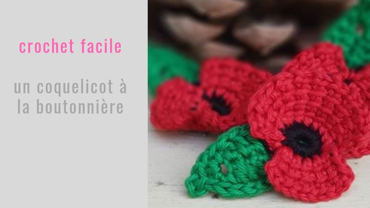 Fleur en crochet : Un coquelicot &agrave; la boutonni&egrave;re