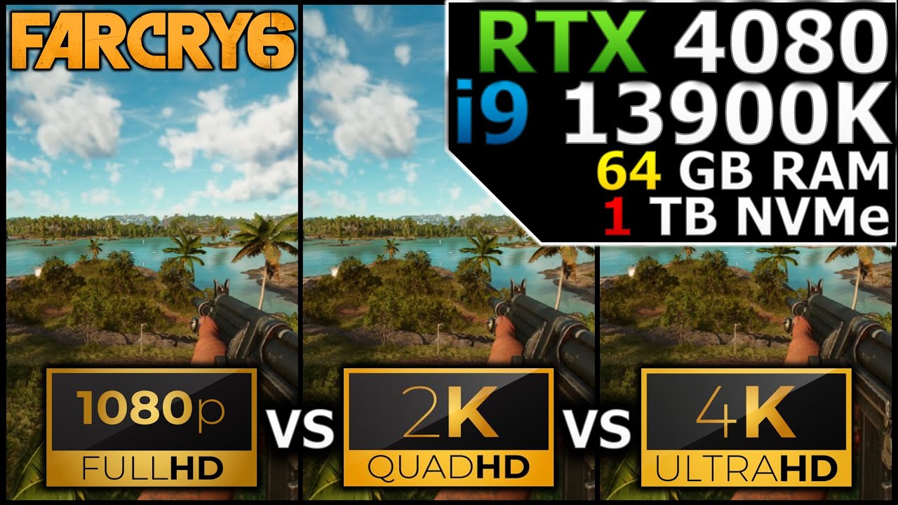 Far Cry 6 | 1080p vs 1440p vs 2160p | RTX 4080 | i9 13900K | 64GB RAM | 1TB NVMe