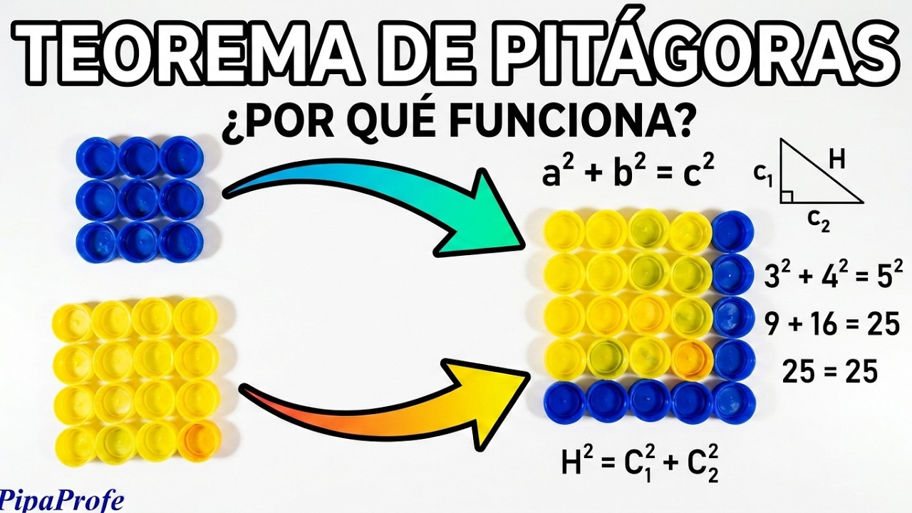 Teorema de Pitágoras - Demostración #1 (Usando Tapitas)