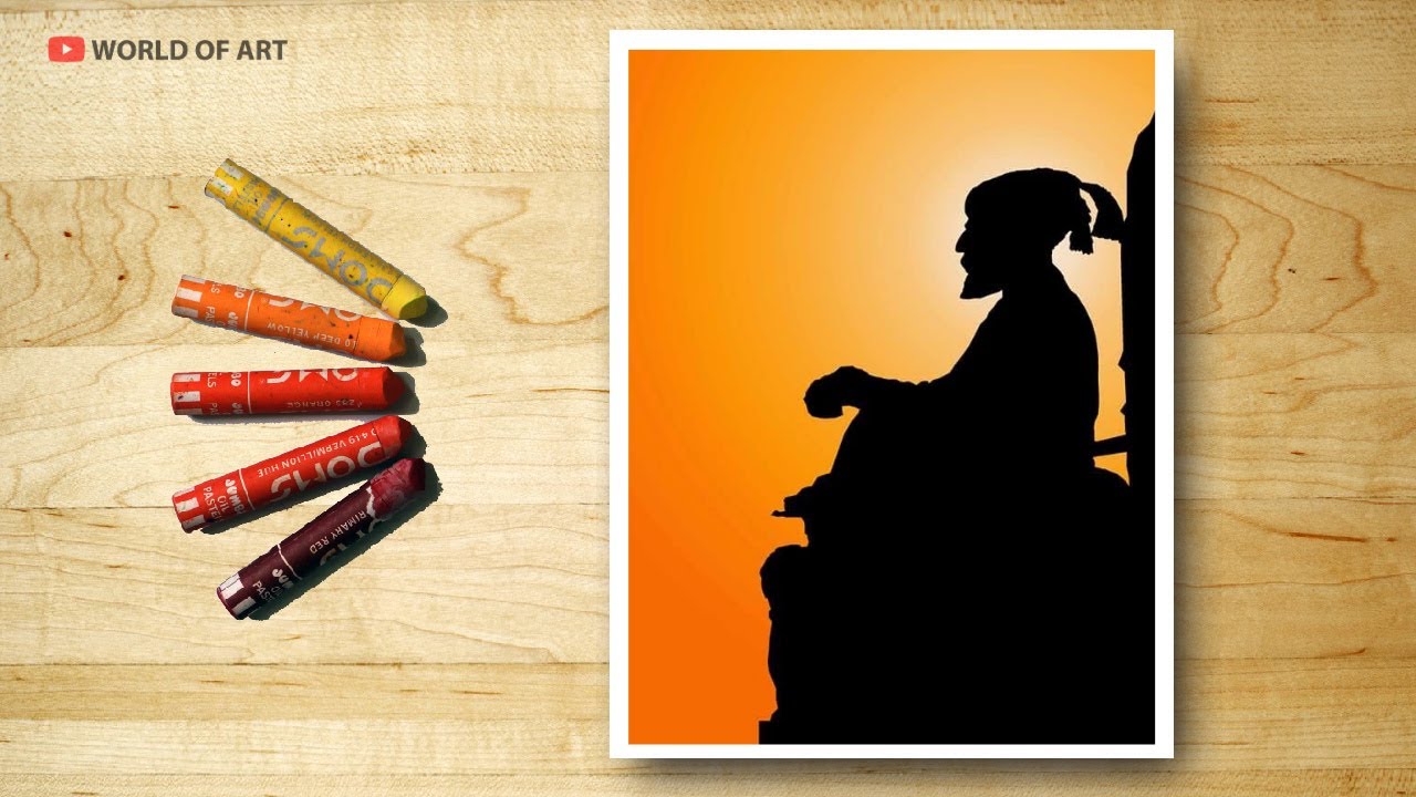 Oil pastel Drawing of Chatrapati Shivaji Maharaj | Shivaji Maharaj Drawing Step by step