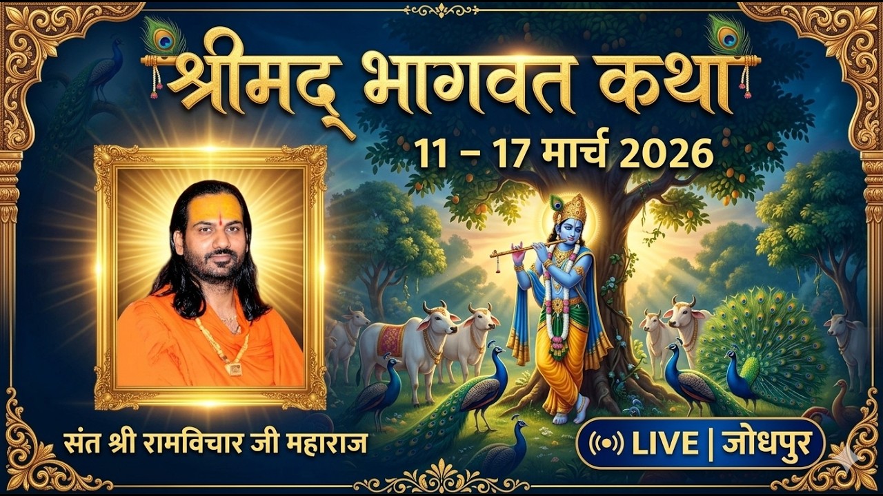 LiVE– श्रीमद्भागवत कथा Day–3 शिव मन्दिर, रामेश्वर नगर, बासनी प्रथम,जोधपुर संत श्री रामविचारजी महाराज