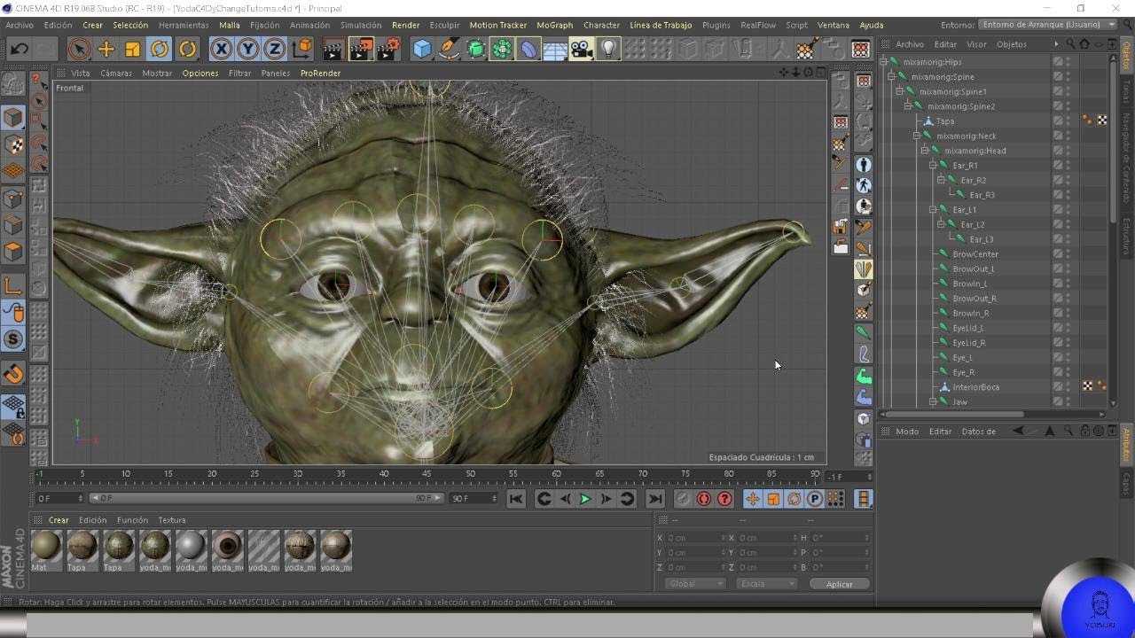 Yoda rigging facial in Cinema 4D for Iclone