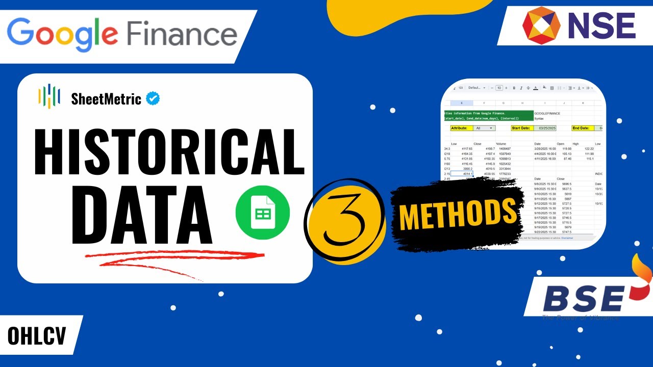 3 Amazing Ways to Get Stock Historical Data?✅ GOOGLEFINANCE, NSE, BSE