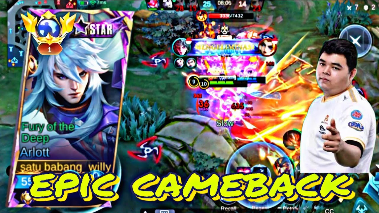 EPIC CAMEBACK | ARLOT FULL DAMAGE !! #mobilelegends #youtube @willygaming0302 