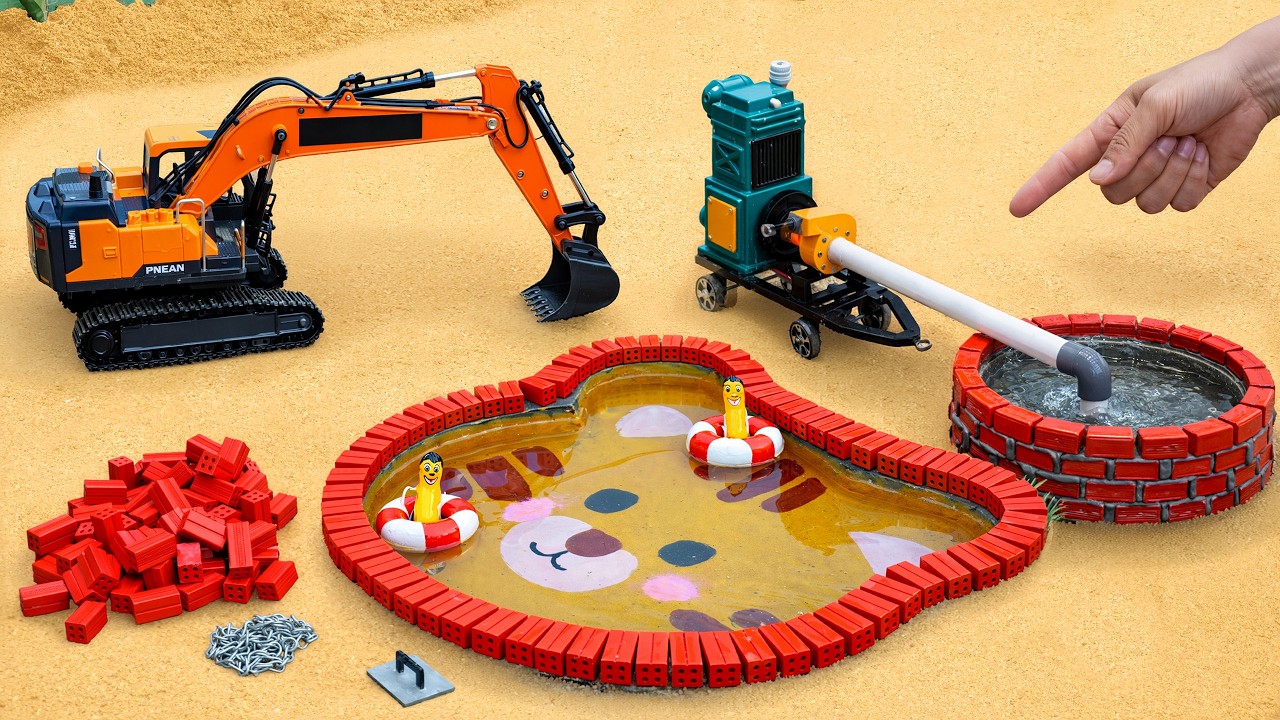 DIY Mini Tractor Builds Pump Construction | Using Bricks | Village Water Supply@DIYMachinery