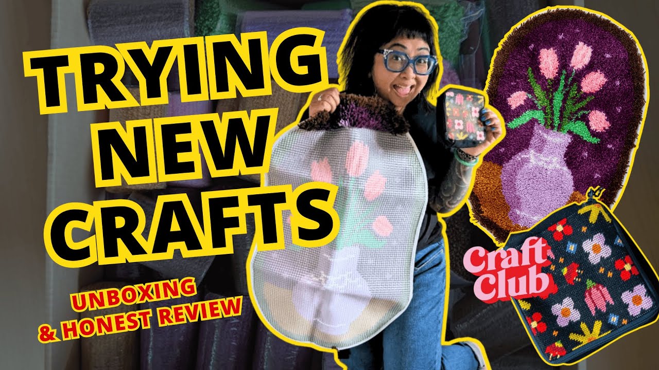 IS CRAFT CLUB WORTH IT? | Honest Review: Unboxing & progress | Latch hook rug kit & half stitch kit