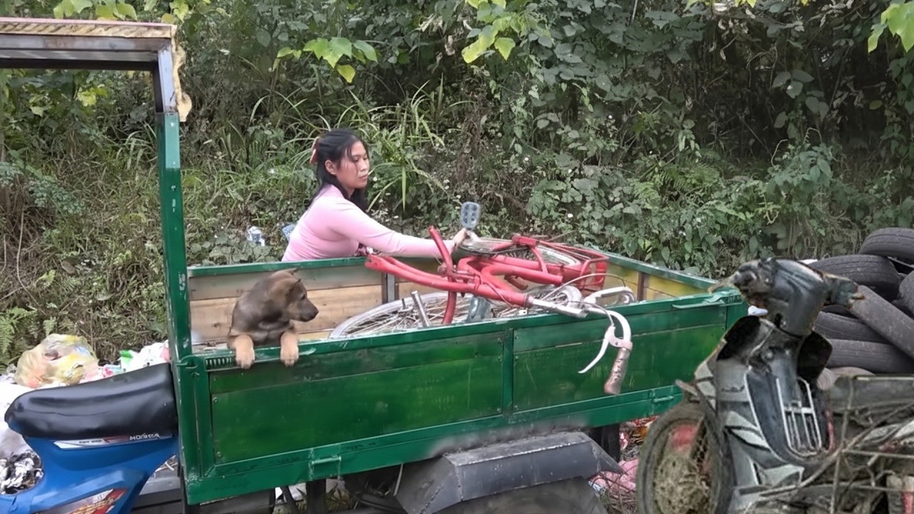 Kind Hearted Mechanic Girl Rescues Abandoned Puppy and Restores Old Broken Bicycles